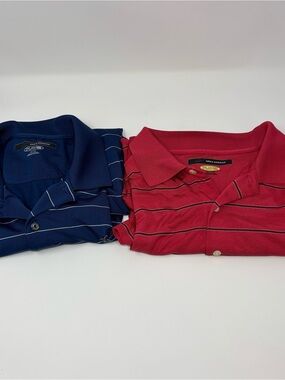 Greg Norman PlayDry Polo Bundle Mens XL Blue Red Performance Golf Pack of 2
